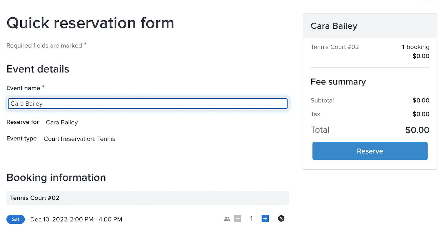 Reservation Form