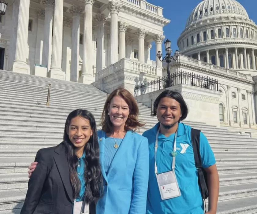 Youth and Government at the Y- Participants pose the YUSA President &amp; CEO in front of our Nation's Capitol